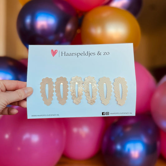 Haarspeldje Noor - golvend - open - setje - crème - 5 cm speldjes