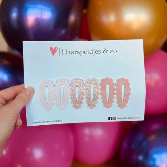 Haarspeldje Noor - golvend - open - setje - roze - 4 cm speldjes