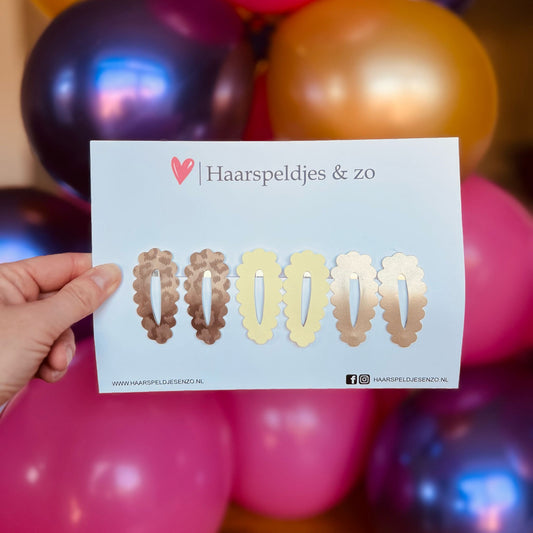 Haarspeldje Noor - golvend - open - setje - goud - geel - 4 cm speldjes