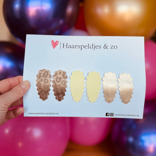 Haarspeldje Liz - golvend - setje - geel - goud - 5 cm speldjes