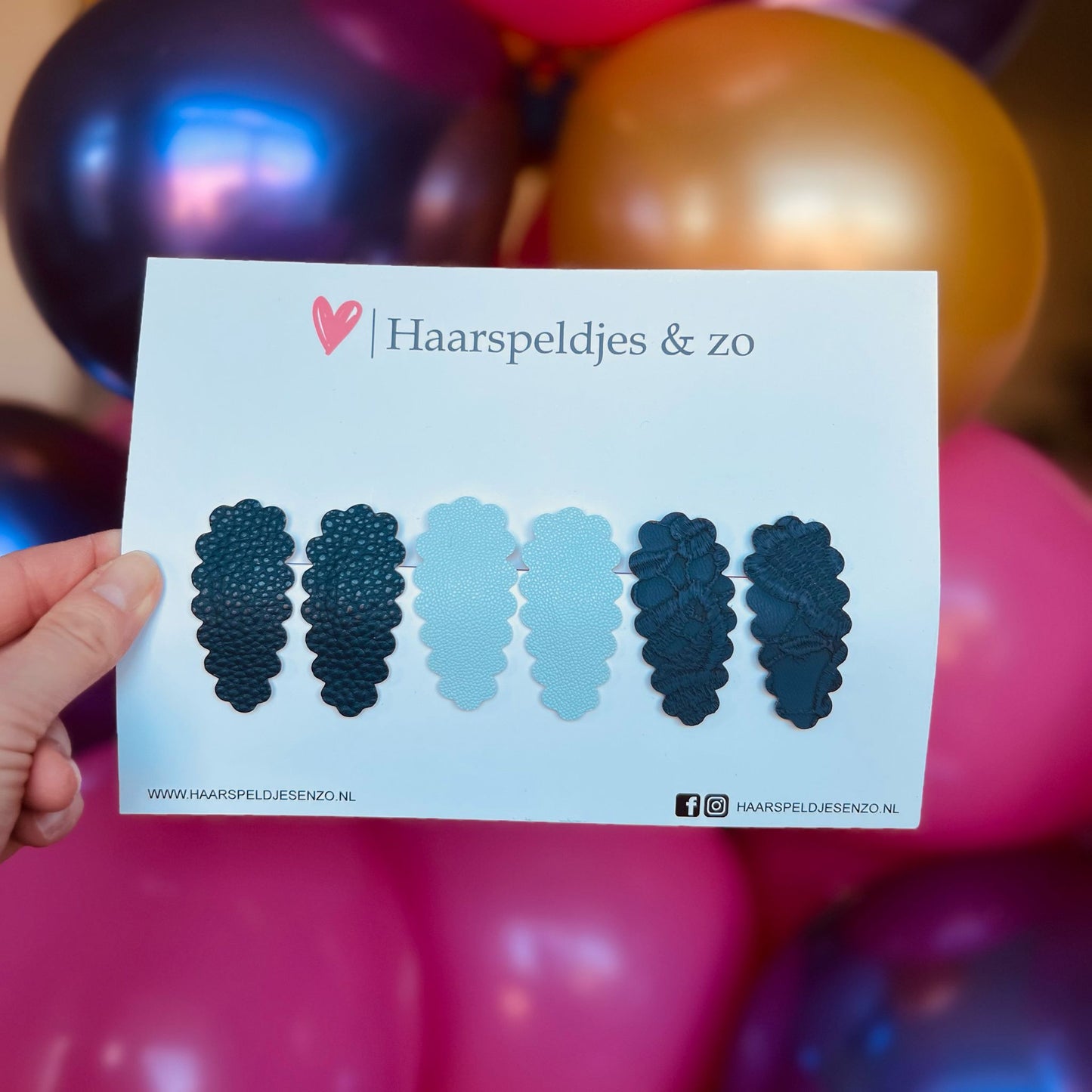 Liz hair clip - wavy - set - blue - 3 cm clips