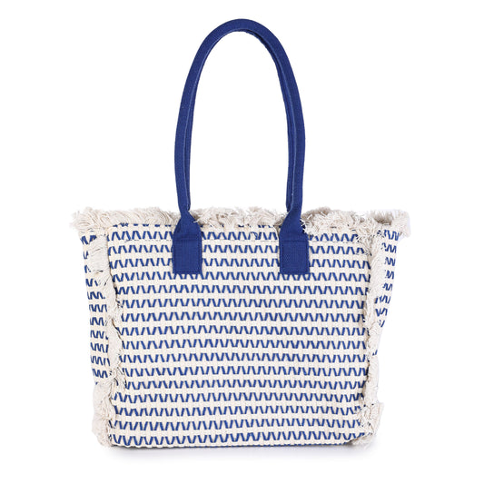 Luxury beach bag - double handle - blue - cobalt