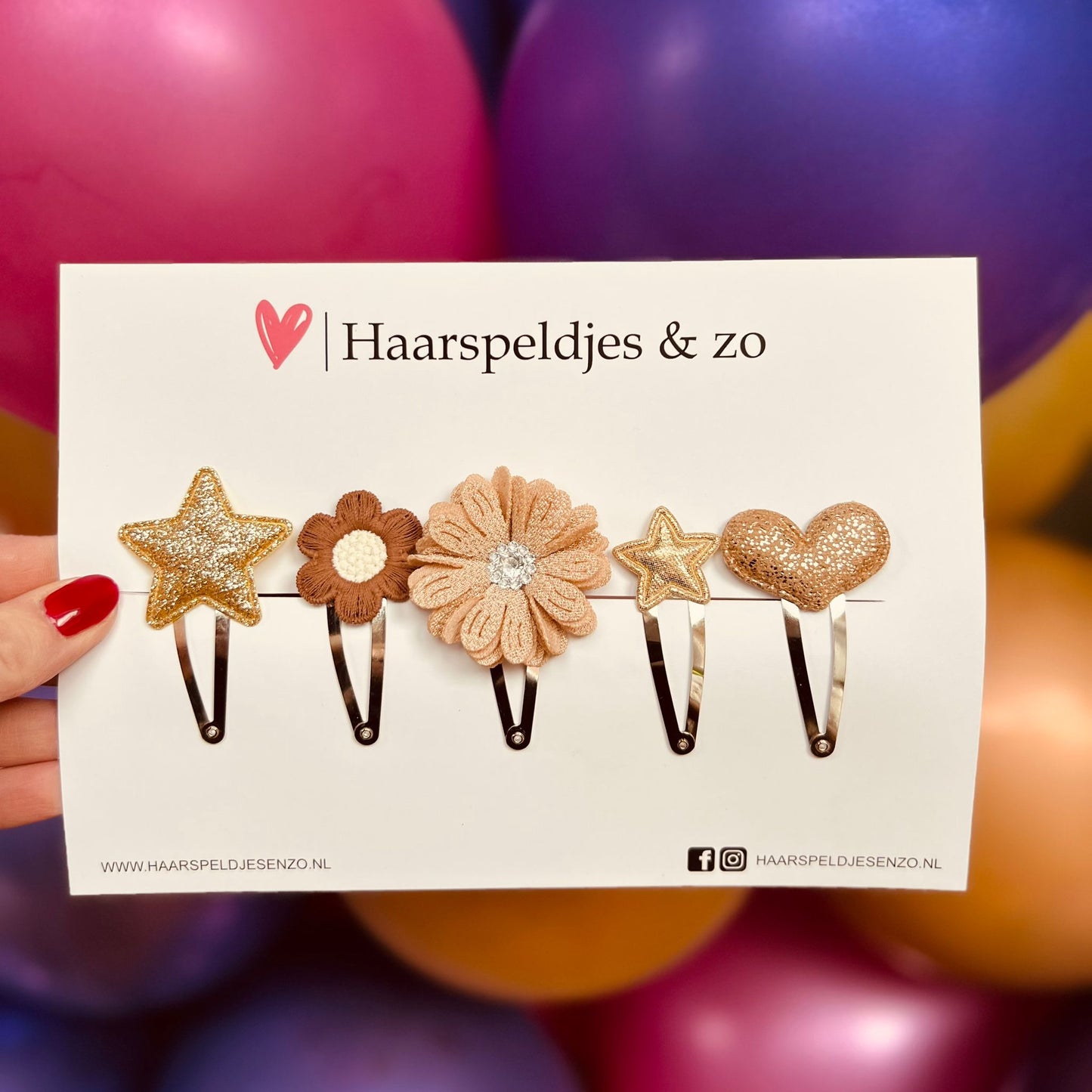 Try-out mix - application - mix of different pins - flowers - 5 cm pins - Christmas - holidays - glitter - shiny - gold