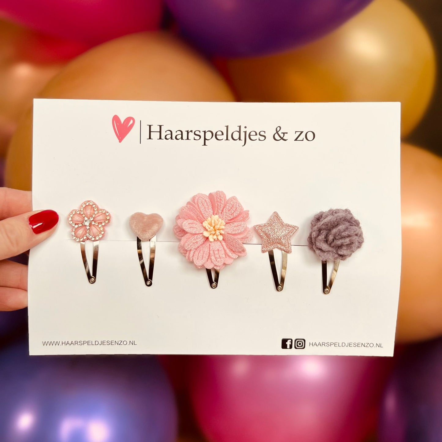 Try-out mix - application mix of different pins - flowers - 4 cm pins - Christmas - holidays - glitter - shiny - pink
