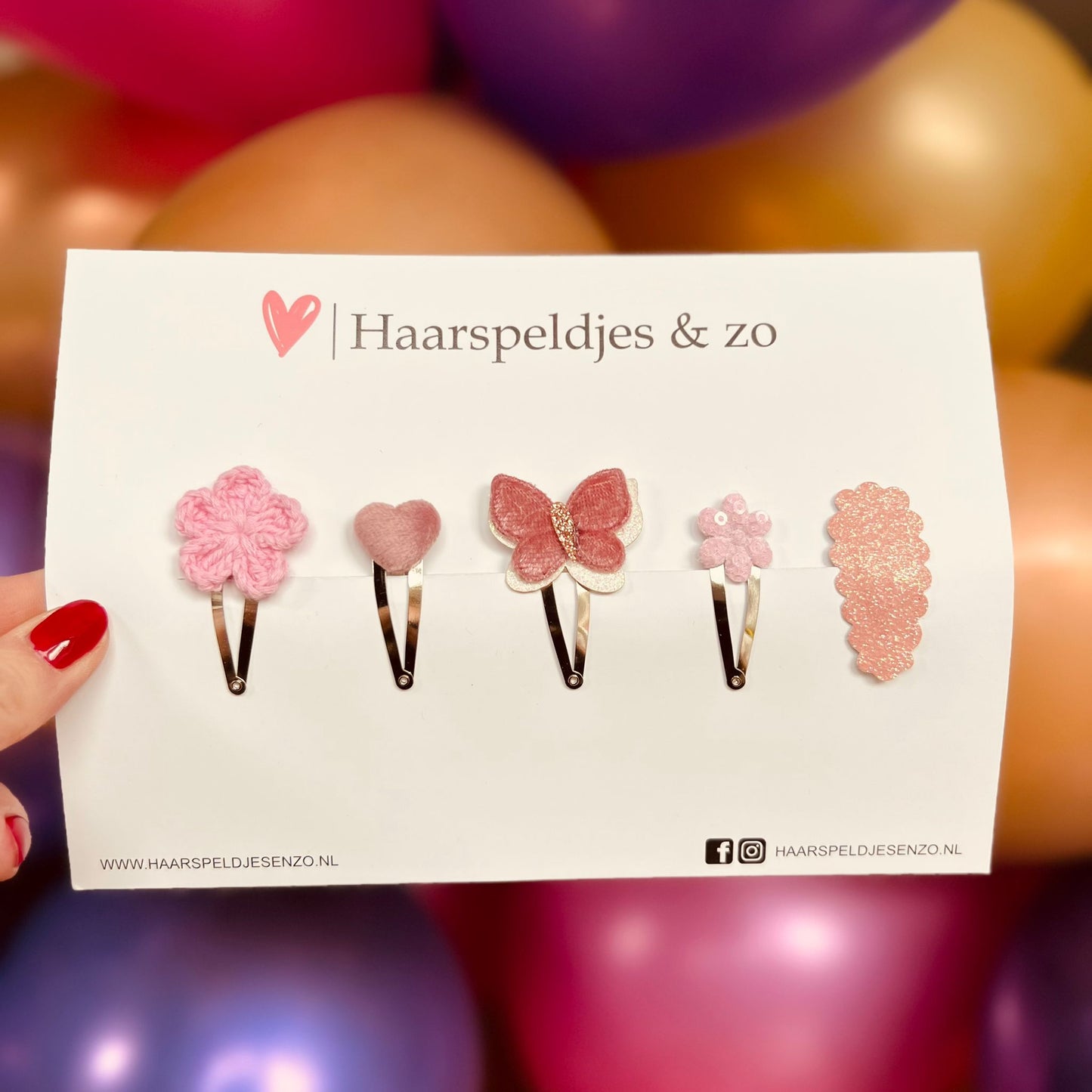 Try-out mix - application - mix of different pins - flowers - 4 cm pins - Christmas - holidays - glitter - shiny - pink