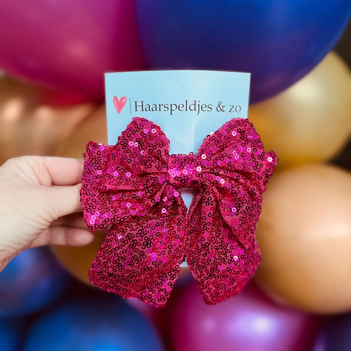 Nœud pour cheveux - paillettes - rose - grand - barrette française - Noël - brillant - fêtes