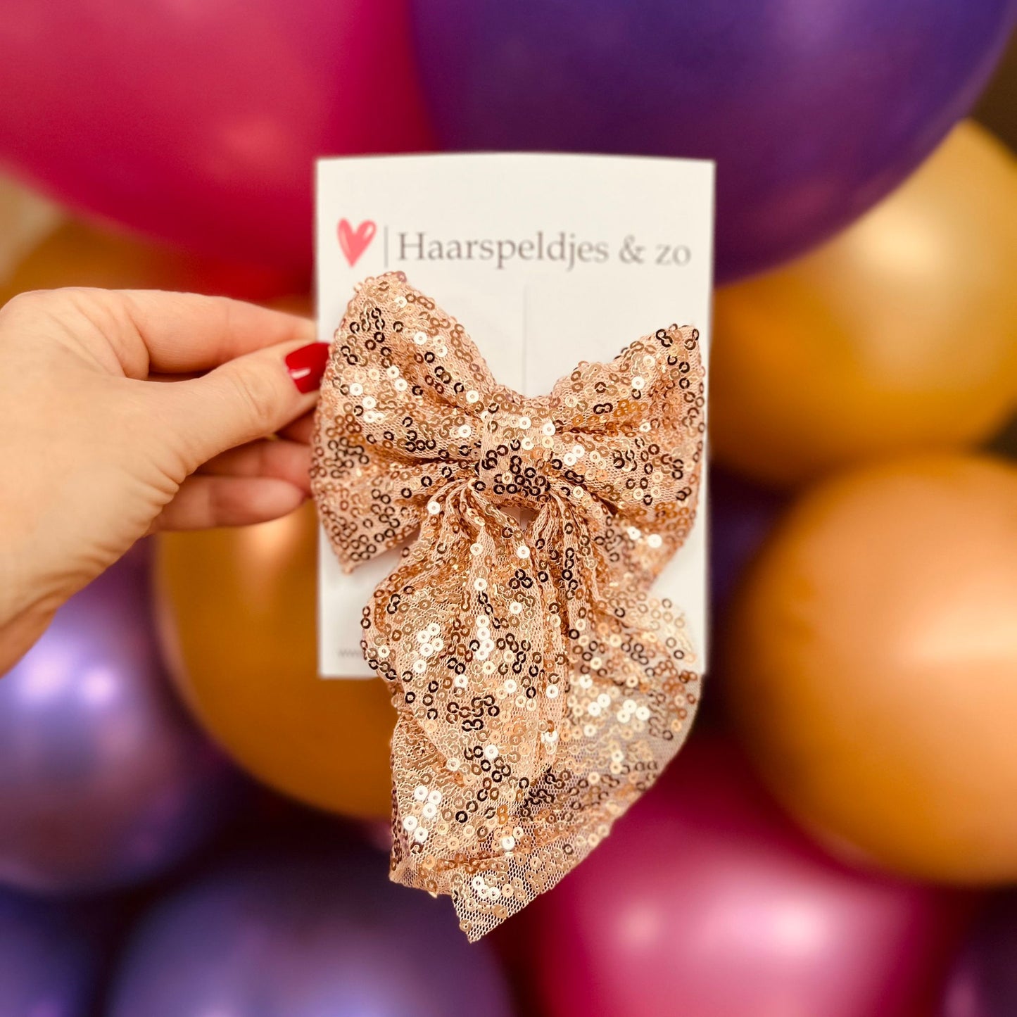 Haarstrik - pailletten - koper - groot - clip - kerst - glimmend - feestdagen