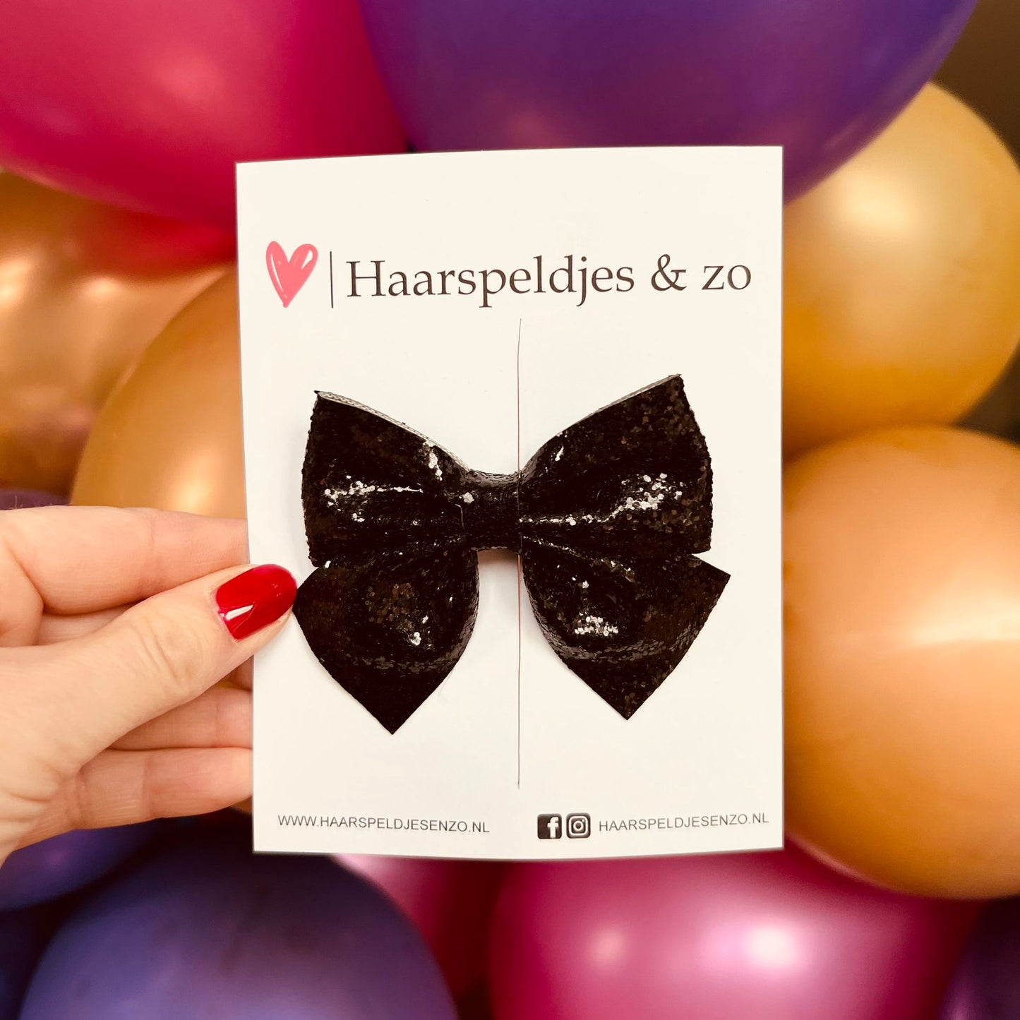 Haarstrik - glitters - zwart - clip - kerst - glimmend - feestdagen