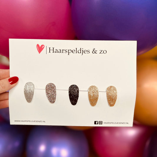 Lott Pinces à cheveux à paillettes - clic-clac - Noël - fêtes - brillantes - pinces de 3 cm - argent/noir/or