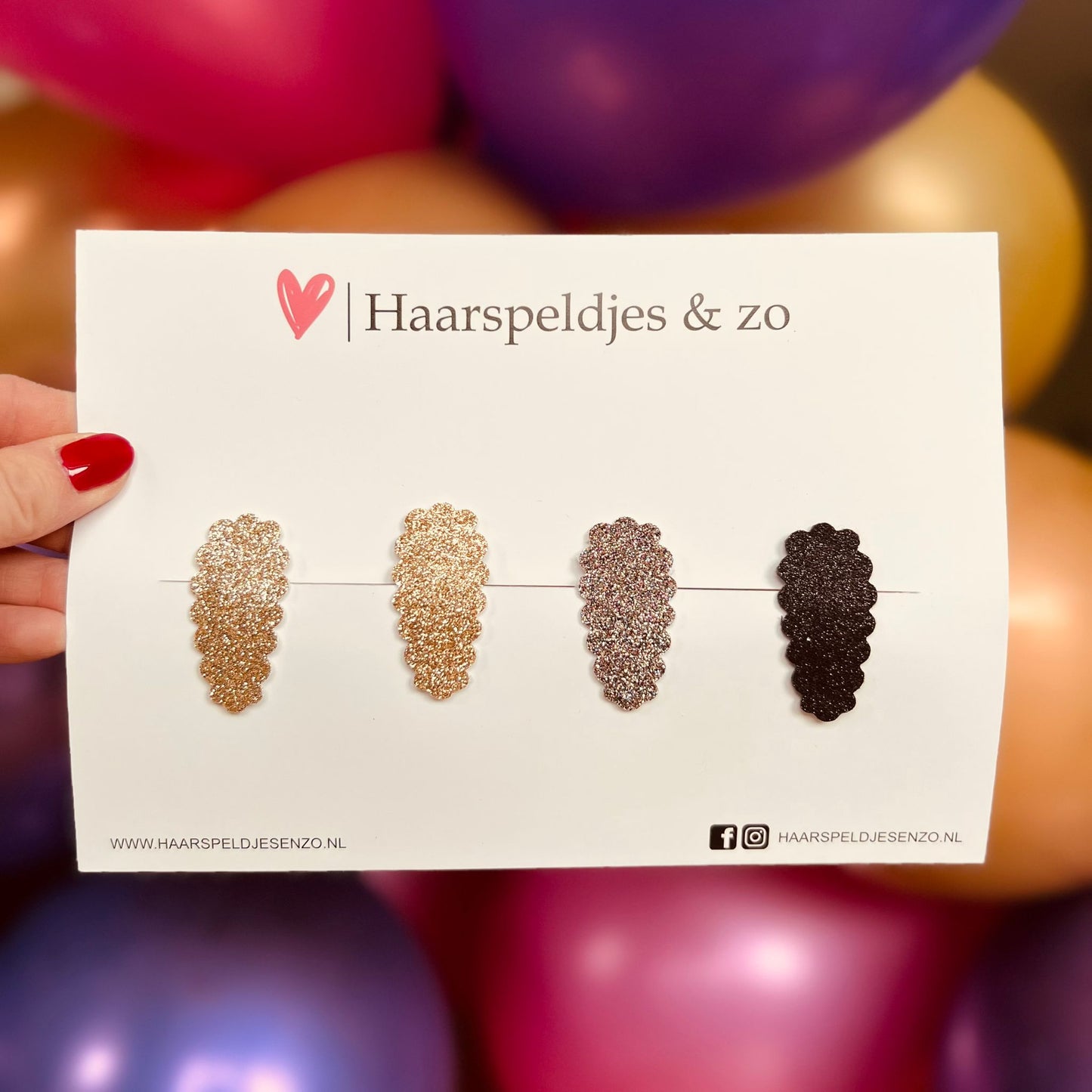 Pinces à cheveux pailletées Liz - cliquetis - Noël - fêtes - brillantes - épingles de 4 cm - or/noir