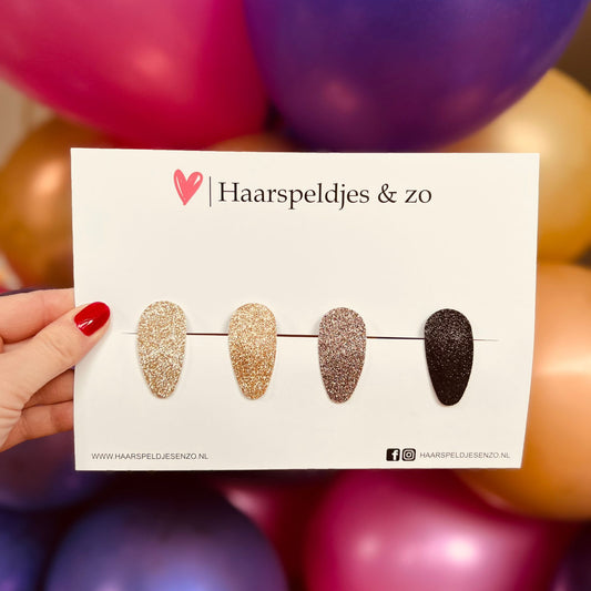 Pinces à cheveux Lott à paillettes - cliquetis - Noël - fêtes - brillantes - épingles de 4 cm - or/noir