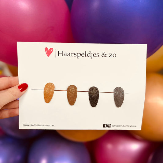 Pinces à cheveux Lott à paillettes - cliquetis - Noël - fêtes - brillantes - épingles de 4 cm - marron/noir