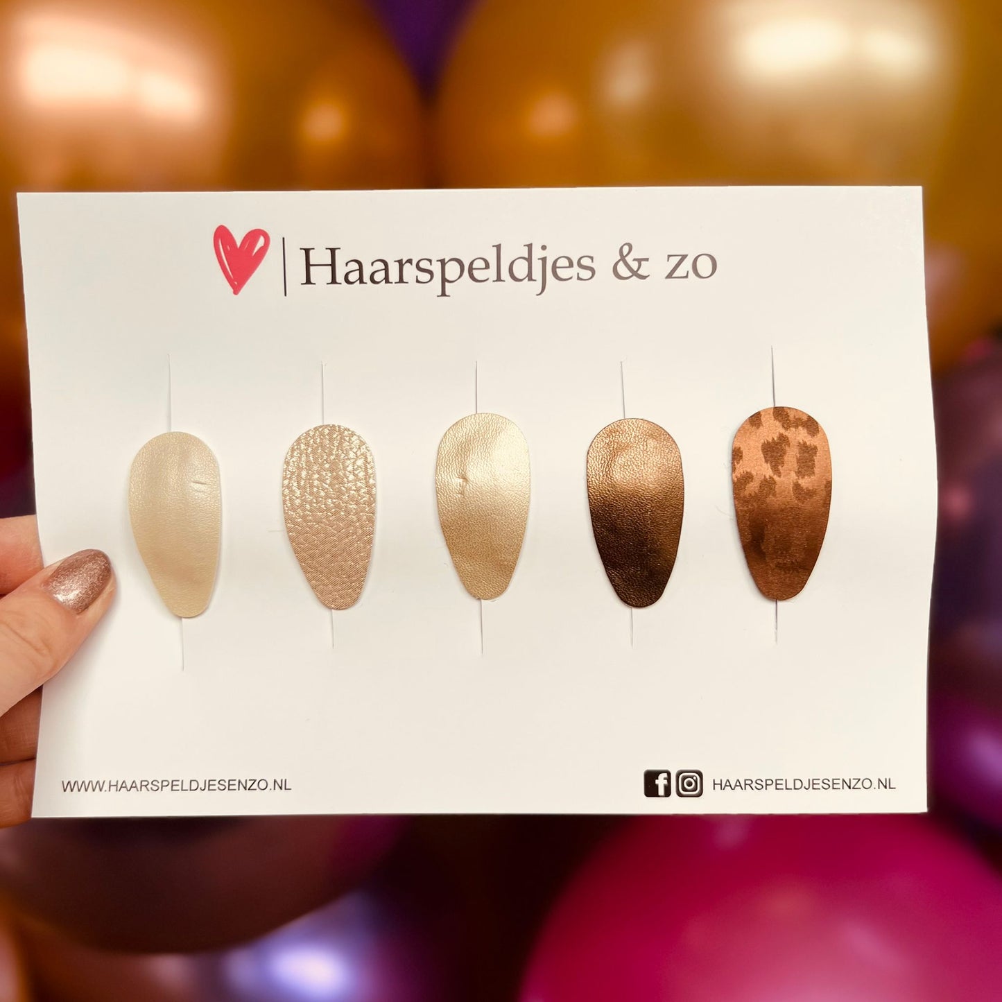 Haarspeldje antislip - baby's - kinderen - meisjes - mix - imitatieleer - beige/bruin