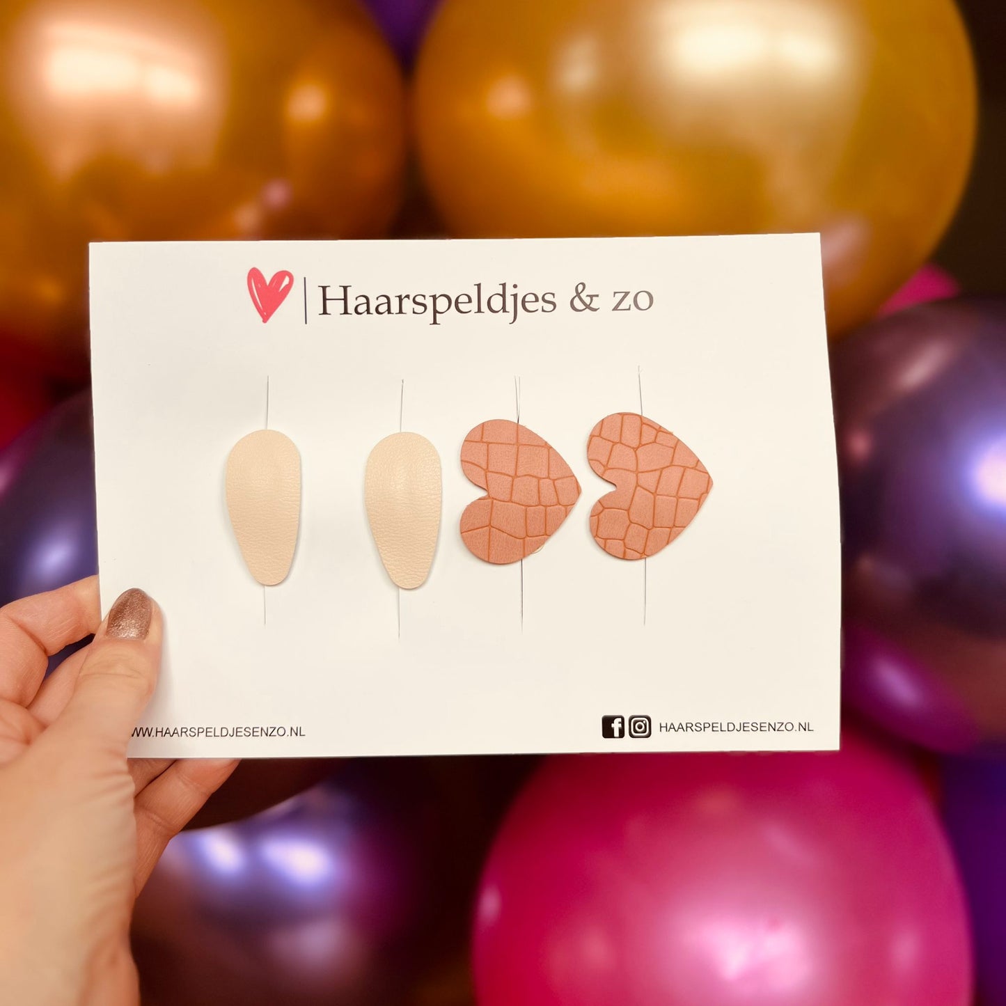Haarspeldje antislip - baby's - kinderen - meisjes - mix - hartjes - imitatieleer - roze