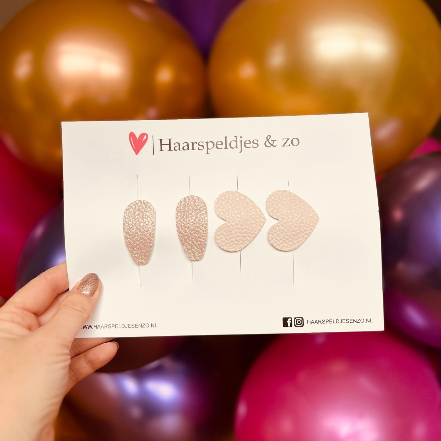 Haarspeldje antislip - baby's - kinderen - meisjes - mix - hartjes - imitatieleer - roze
