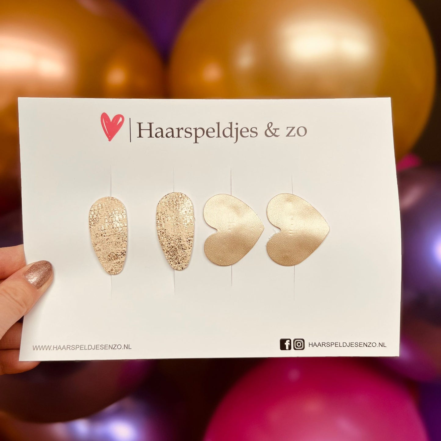 Haarspeldje antislip - baby's - kinderen - meisjes - mix - hartjes - imitatieleer - goud