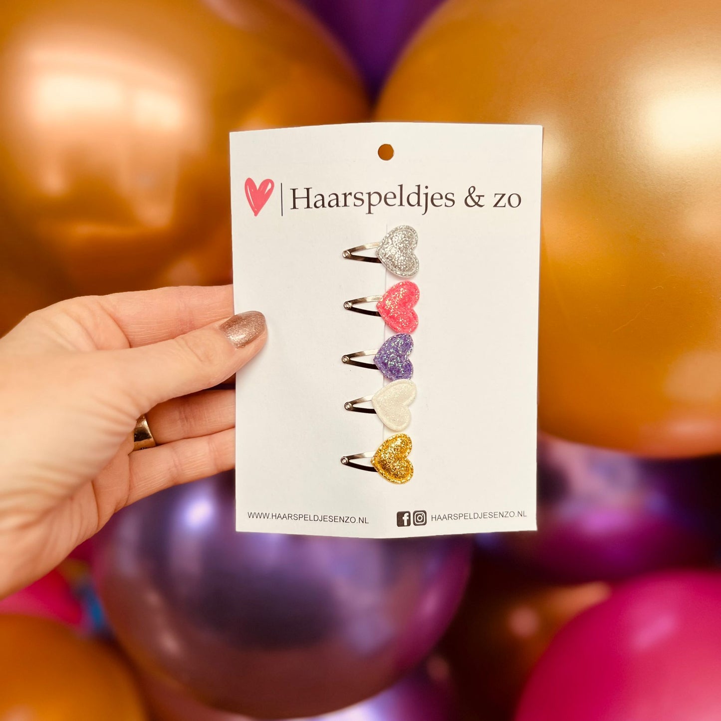 Baby hair clips - mini - 2cm large - try-out - mix - for the first locks of hair - hearts - silver/gold/pink - glitter - Christmas - holidays