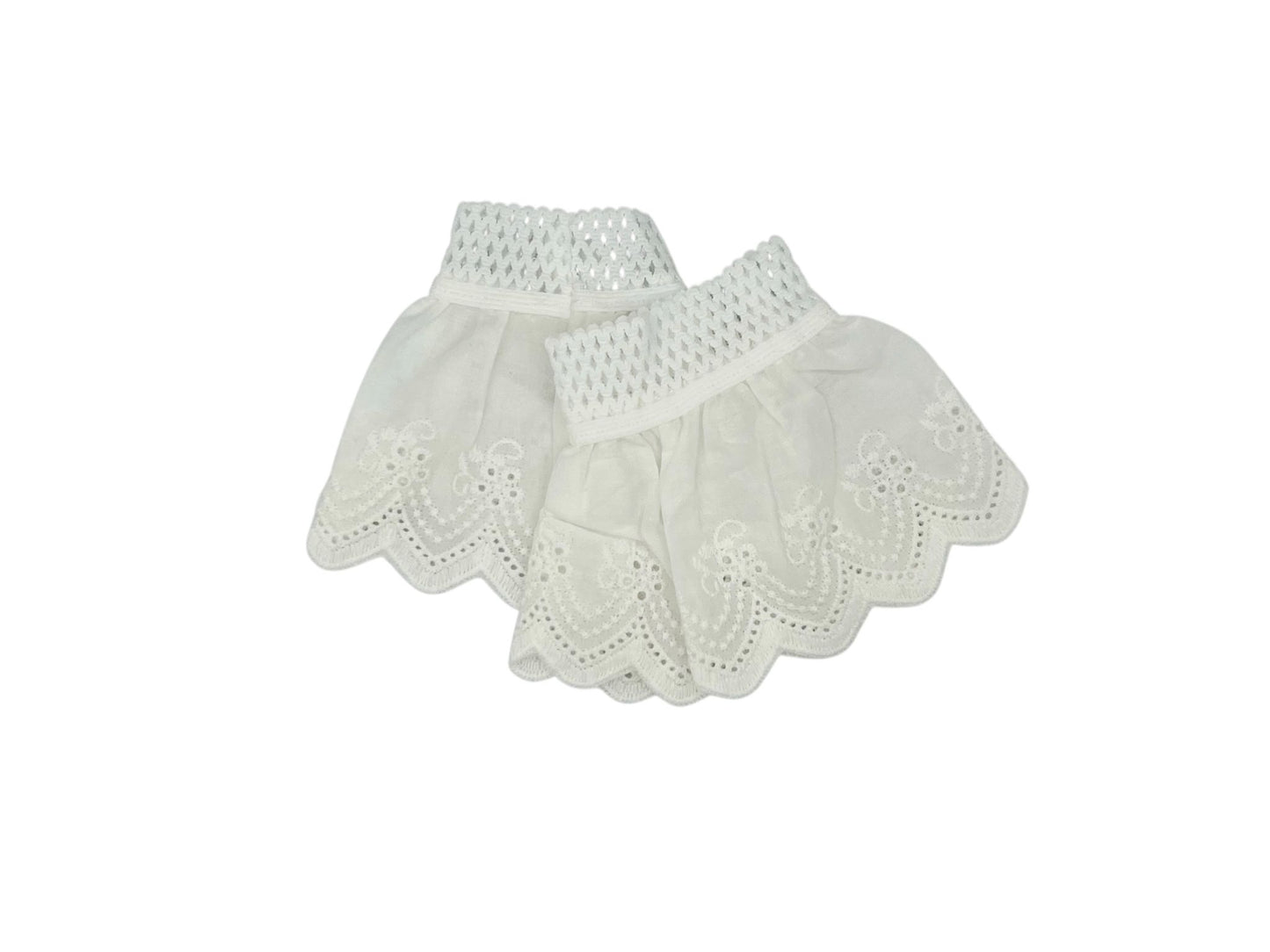 Witte embroidery manchetten - mouwtjes - met elastiek - rekbaar