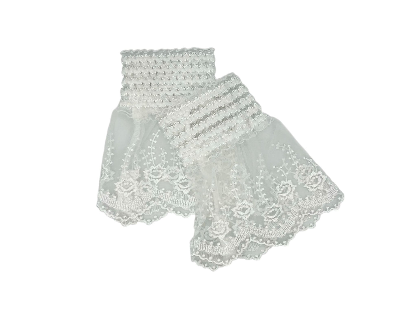 Witte kanten manchetten - mouwtjes - met elastiek - rekbaar