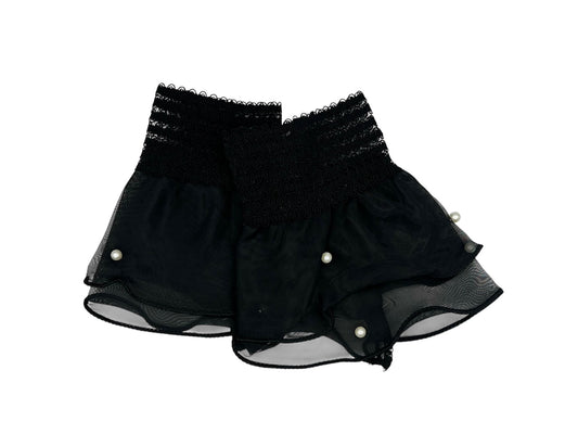 Zwarte kanten manchetten - mouwtjes - met elastiek - met parels - rekbaar