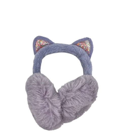 Oorwarmers kind - winter - warm - meisjes - paars - kattenoortjes - met glitter sterretjes