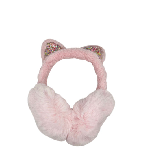 Oorwarmers kind - winter - warm - meisjes - roze - kattenoortjes - met glitter sterretjes