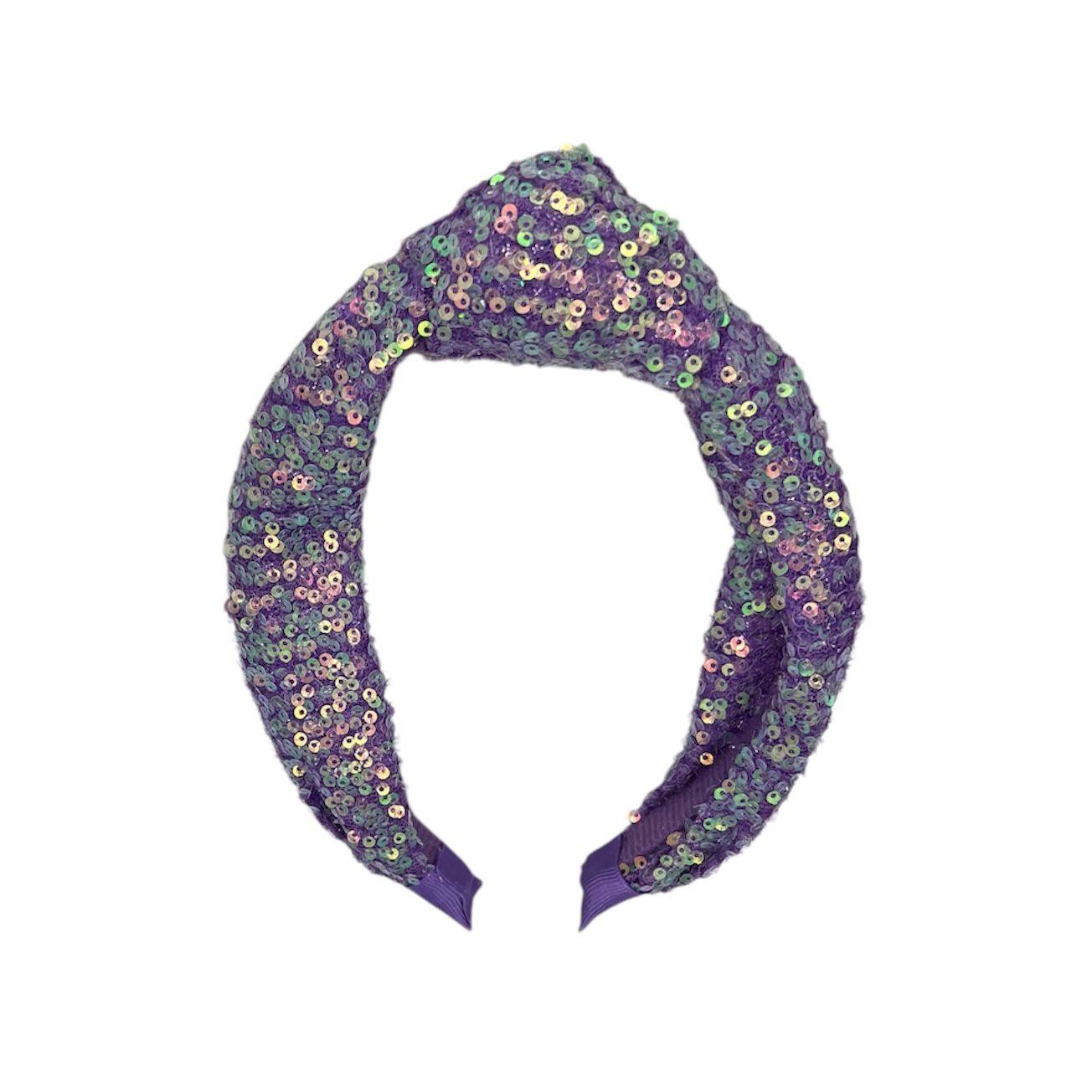 Diadeem - haarband - fashionable - haaraccessoire - kinderen - volwassenen - kerst - feestdagen - pailletten - glimmend - met knoop - paars