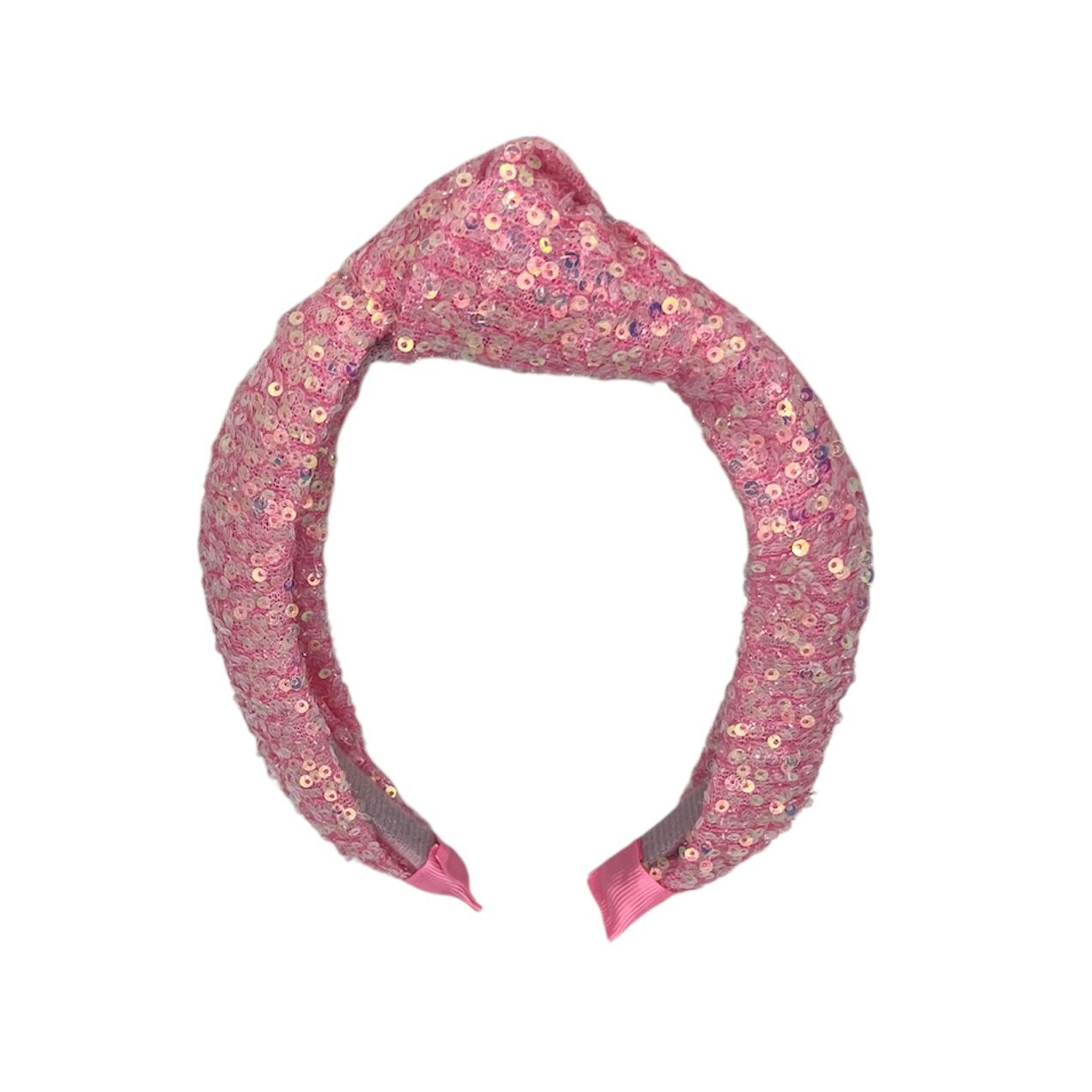 Diadeem - haarband - fashionable - haaraccessoire - kinderen - volwassenen - kerst - feestdagen - pailletten - glimmend - met knoop - lichtroze