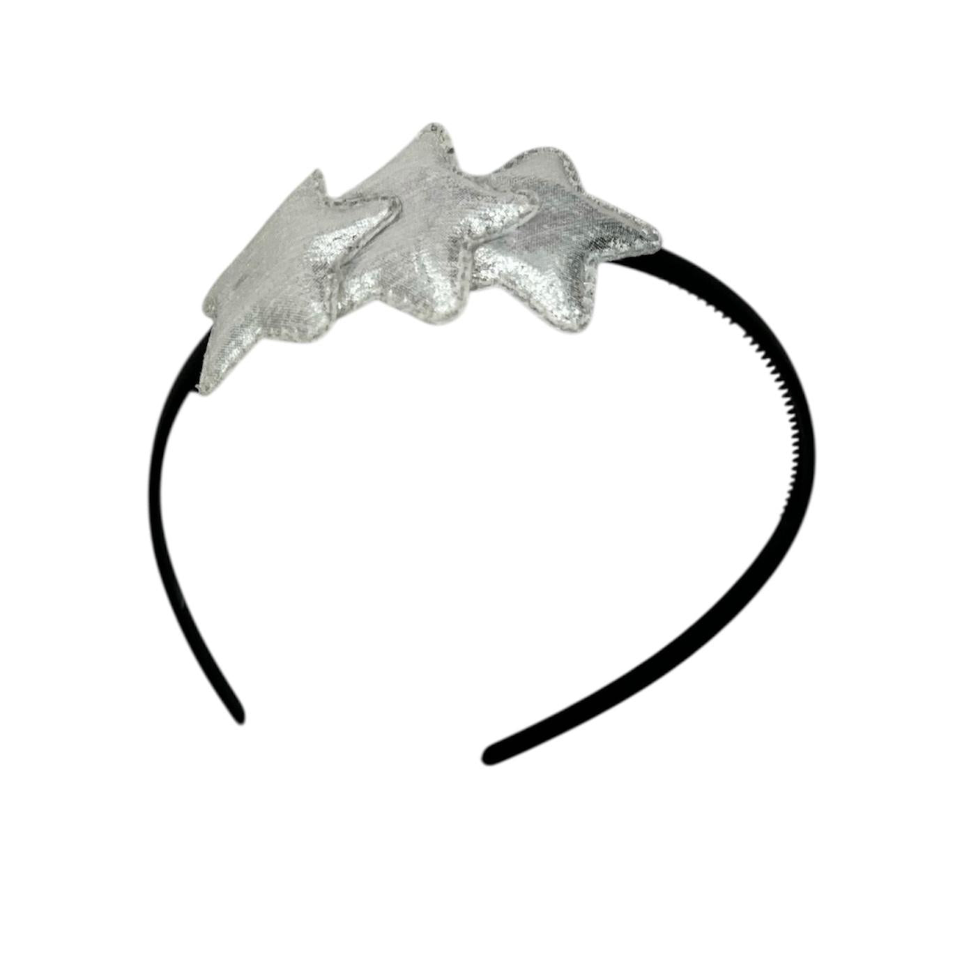 Diadème à étoiles - Collection Noël - Brillant - Étoile - Argent - Diadème noir