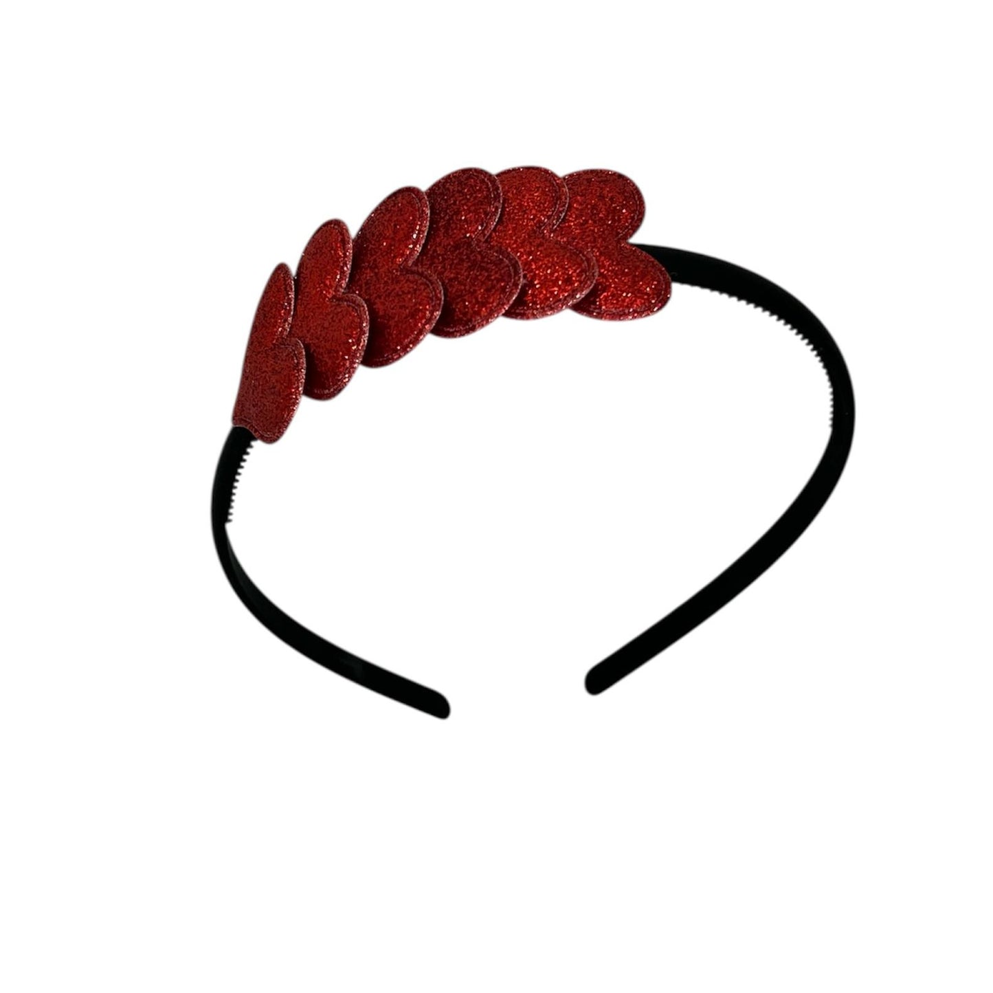 Bandeau à cœurs - Collection Noël - Paillettes - Cœur - Rouge - Bandeau noir