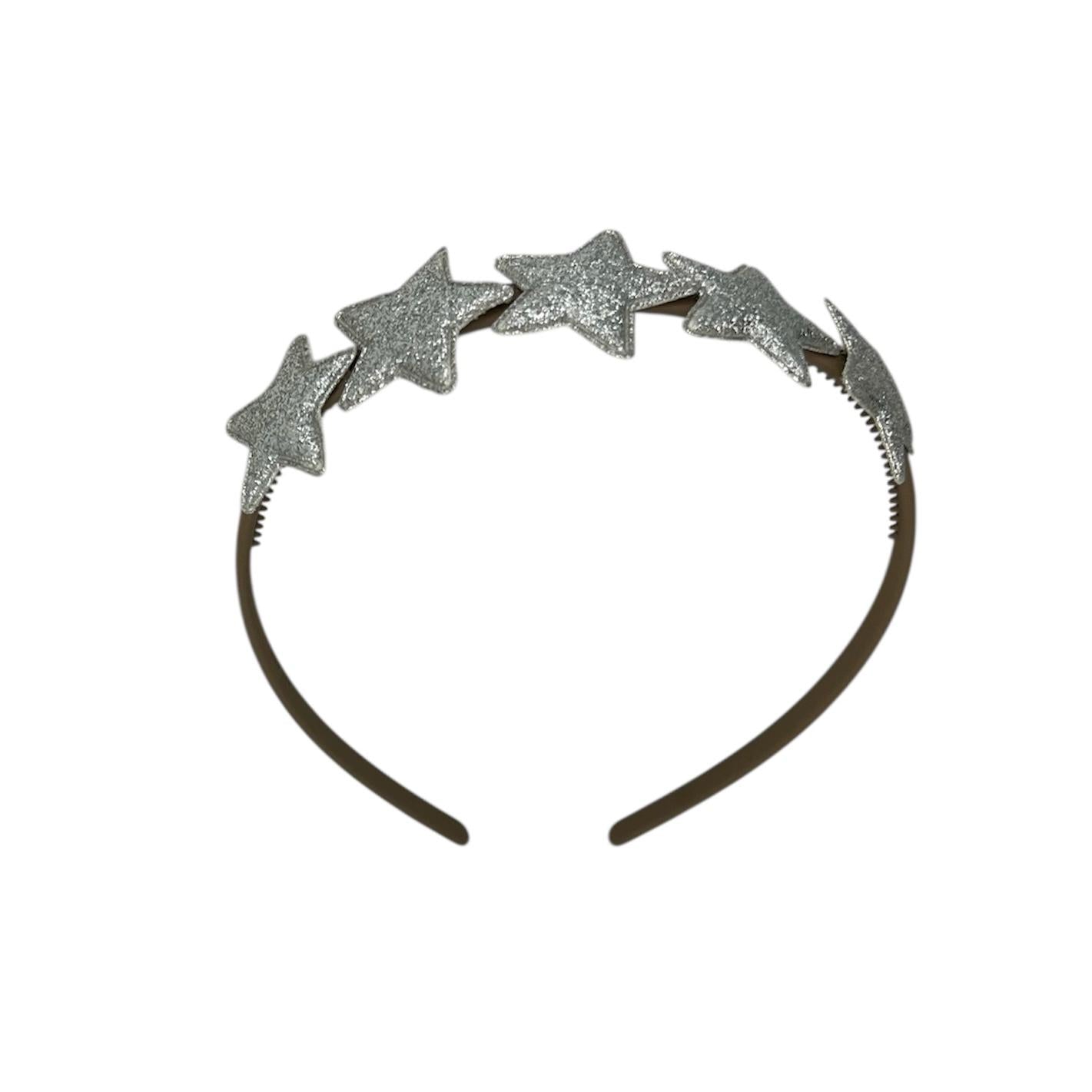 Headband with stars - Christmas collection - glitter - star - silver — Khaki headband