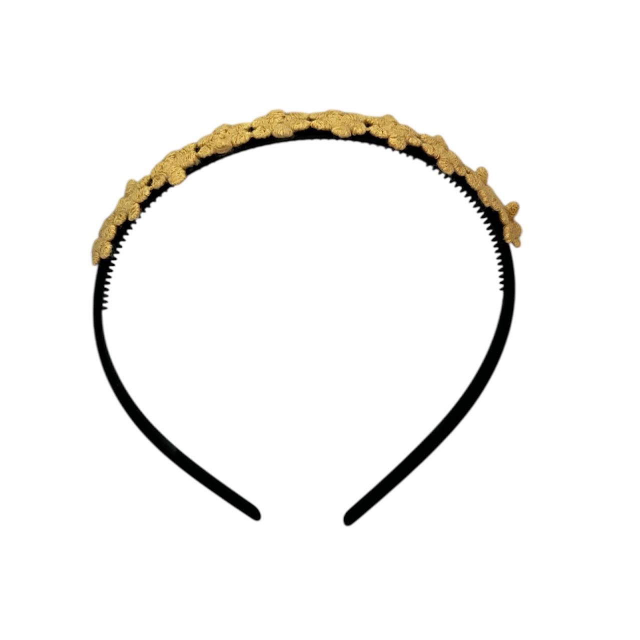 Diadeem flower - kleine bloemetjes - zwarte kleur diadeem – oranje/bruine bloemen