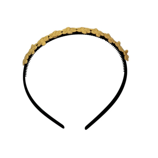 Diadem flower - small flowers - black color diadem - orange/brown flowers