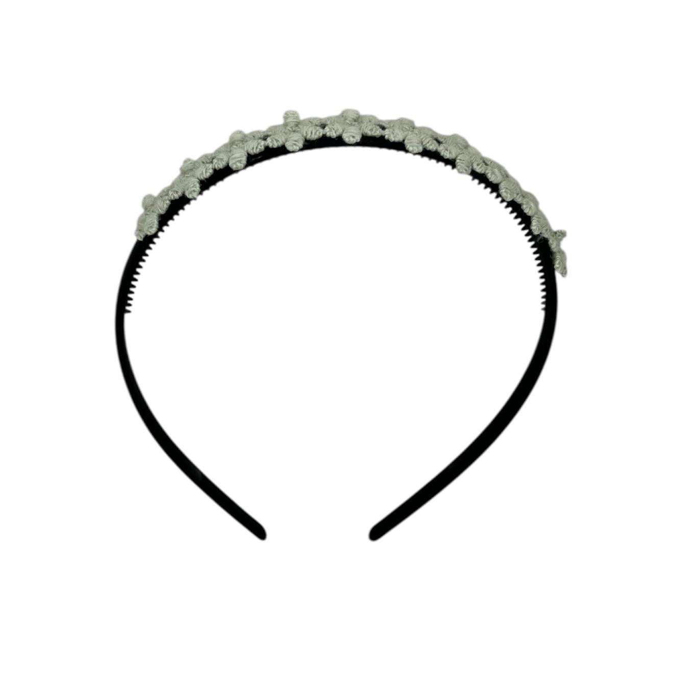 Diadeem flower - kleine bloemetjes - zwarte kleur diadeem – groene bloemen