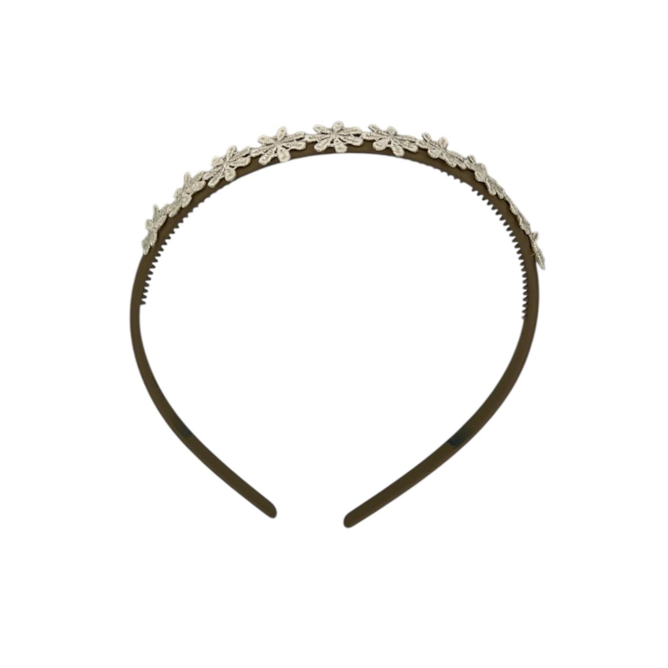 Diadeem flower - kleine bloemetjes - khaki kleur diadeem – beige bloemen