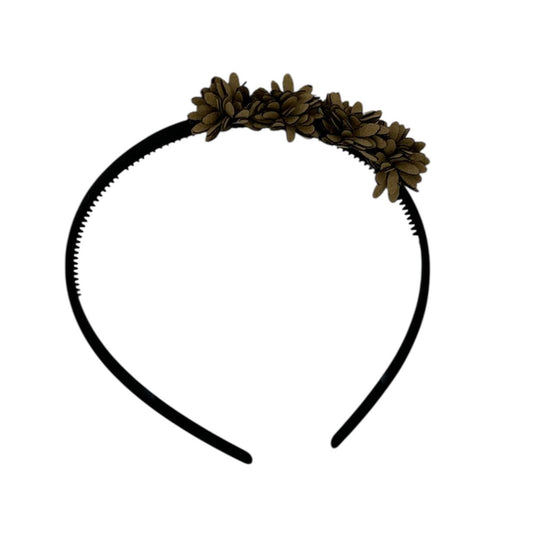 Bandeau en cuir à fleurs - fleurs en cuir - bandeau noir - marron