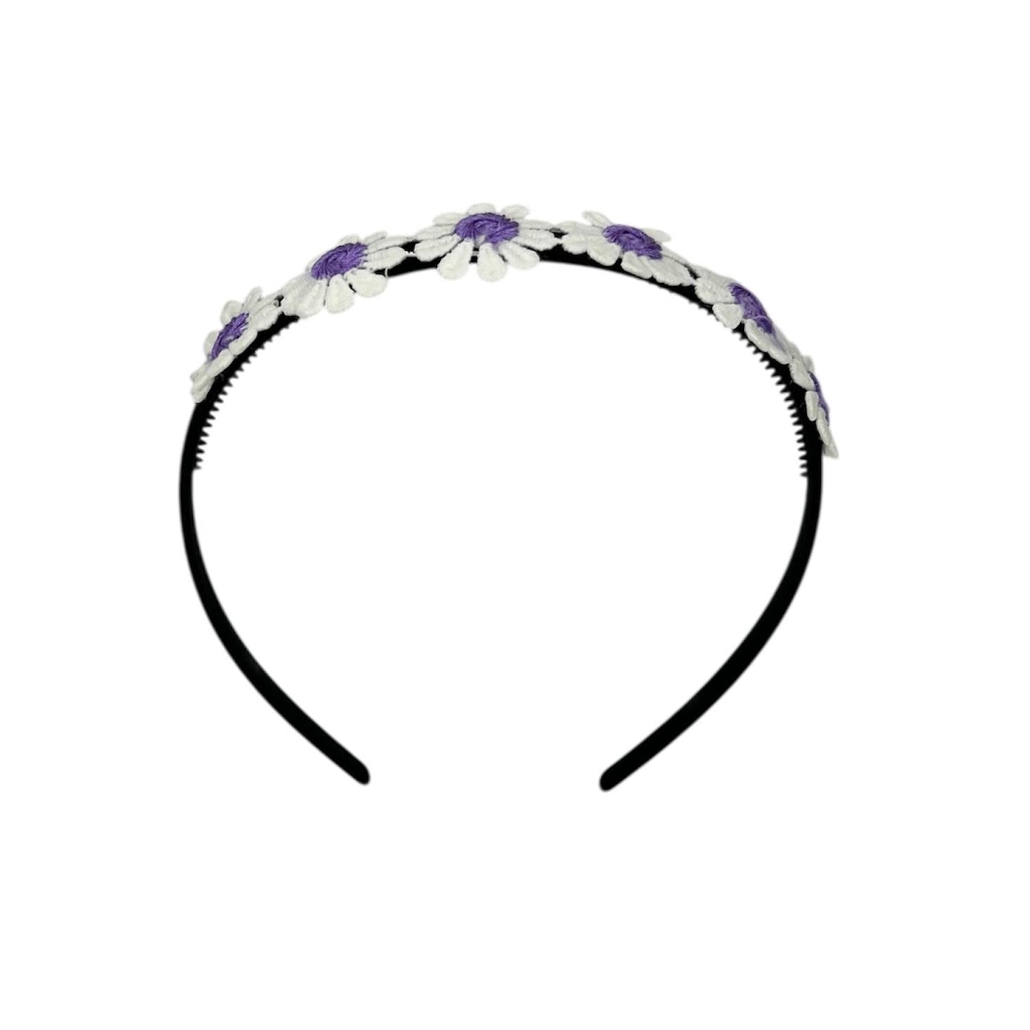 Diadeem - haarband - madeliefjes lila -bloemen - bloemetjes