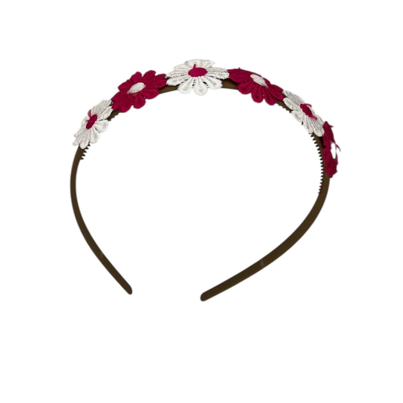 Diadeem flower - haarband - madeliefjes - roze/wit - bloemen - bloemetjes