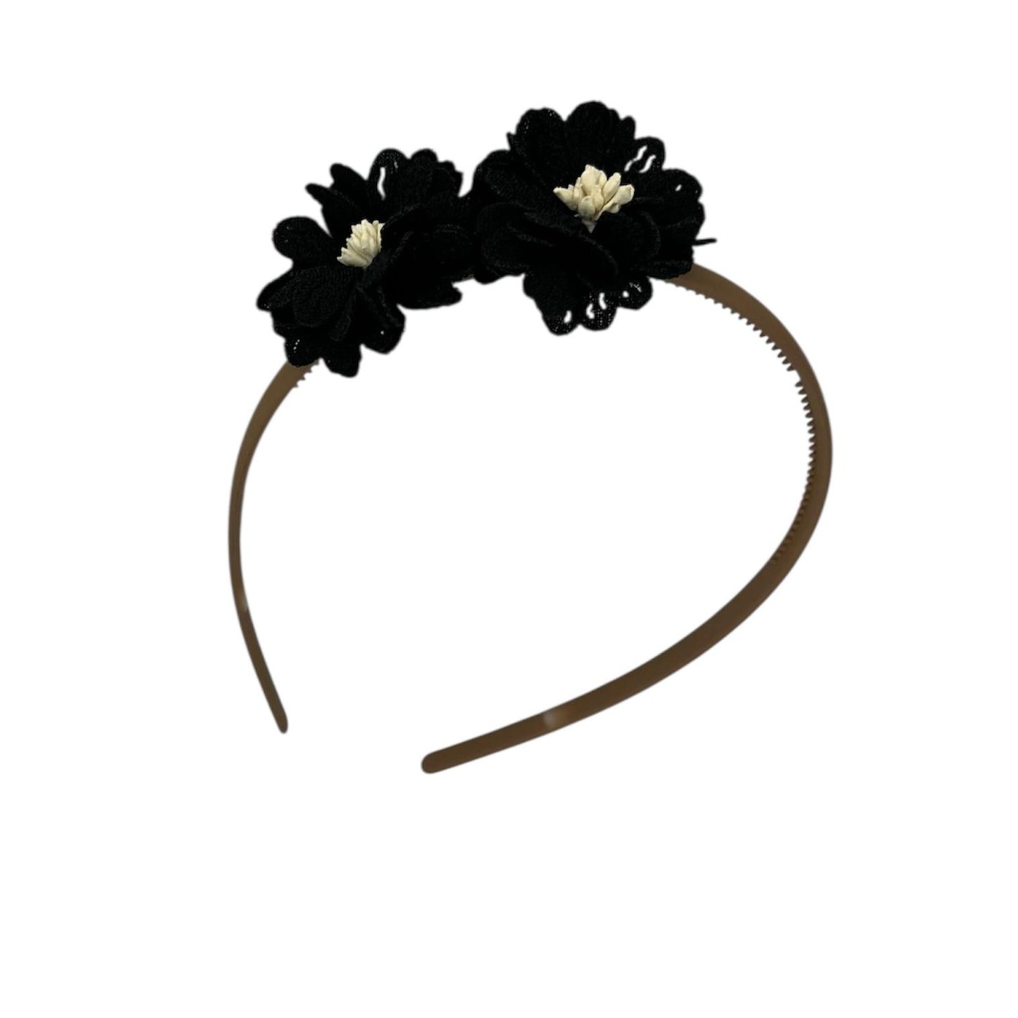 Tiara flower - blossom - flowers - khaki colored tiara - black