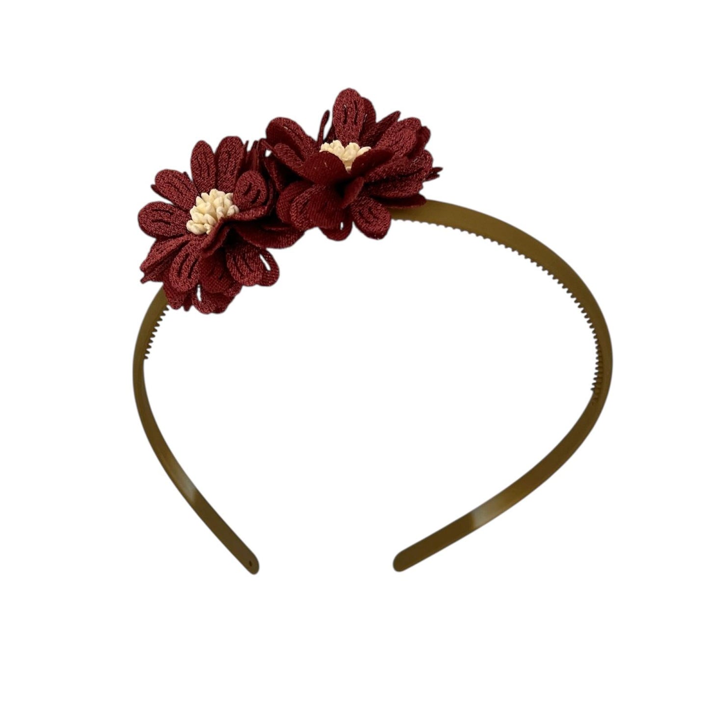 Tiara flower - blossom - flowers - khaki color tiara - dark red