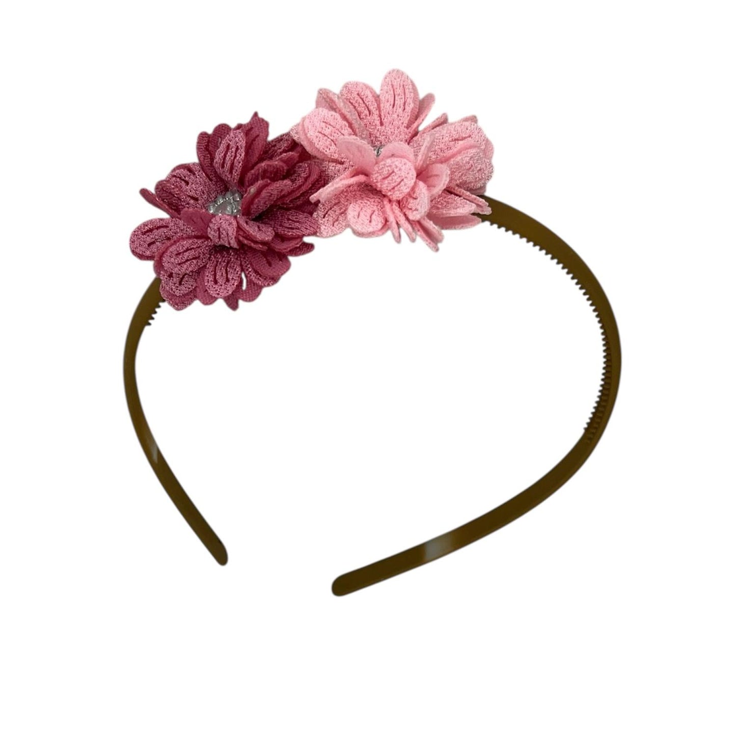 Tiara flower - blossom - flowers - sparkling - stone - khaki colored tiara - Christmas - holidays - pink/purple