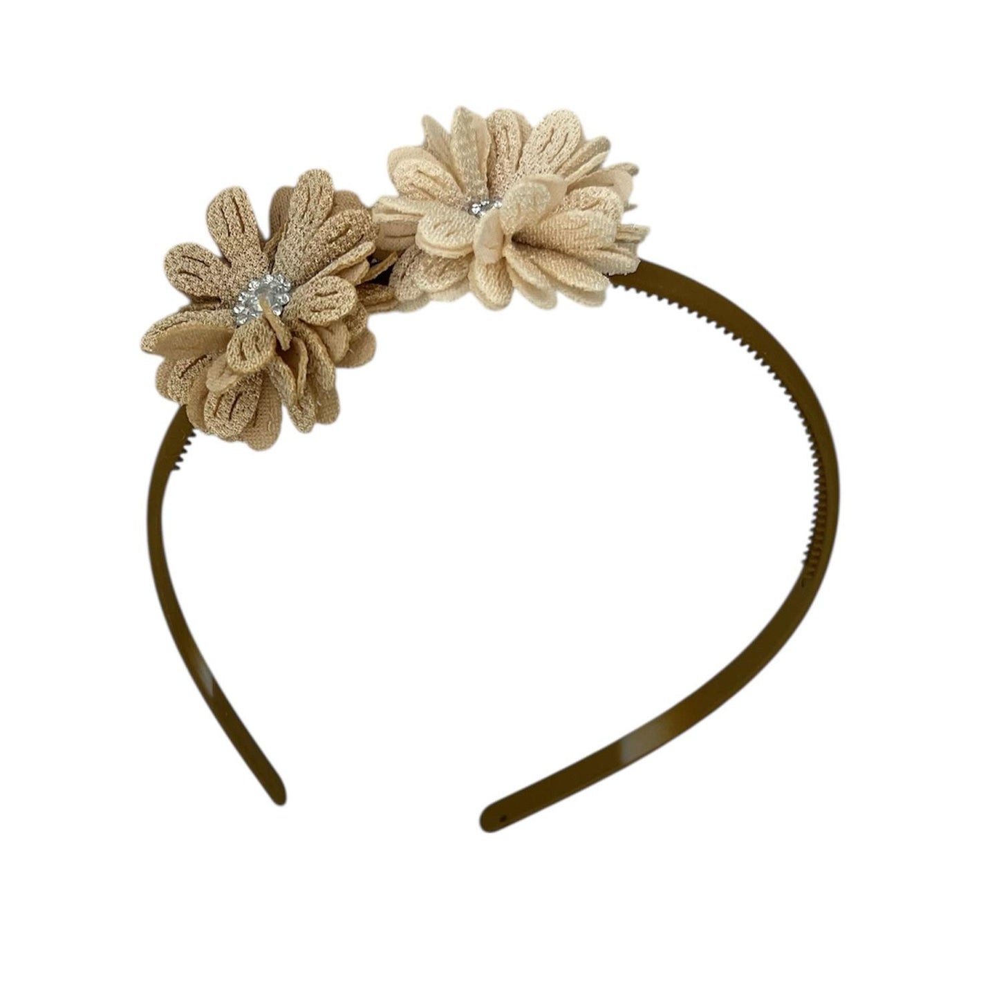 Tiara flower - blossom - flowers - shimmering - stone - khaki colored tiara - Christmas - holidays - beige/khaki
