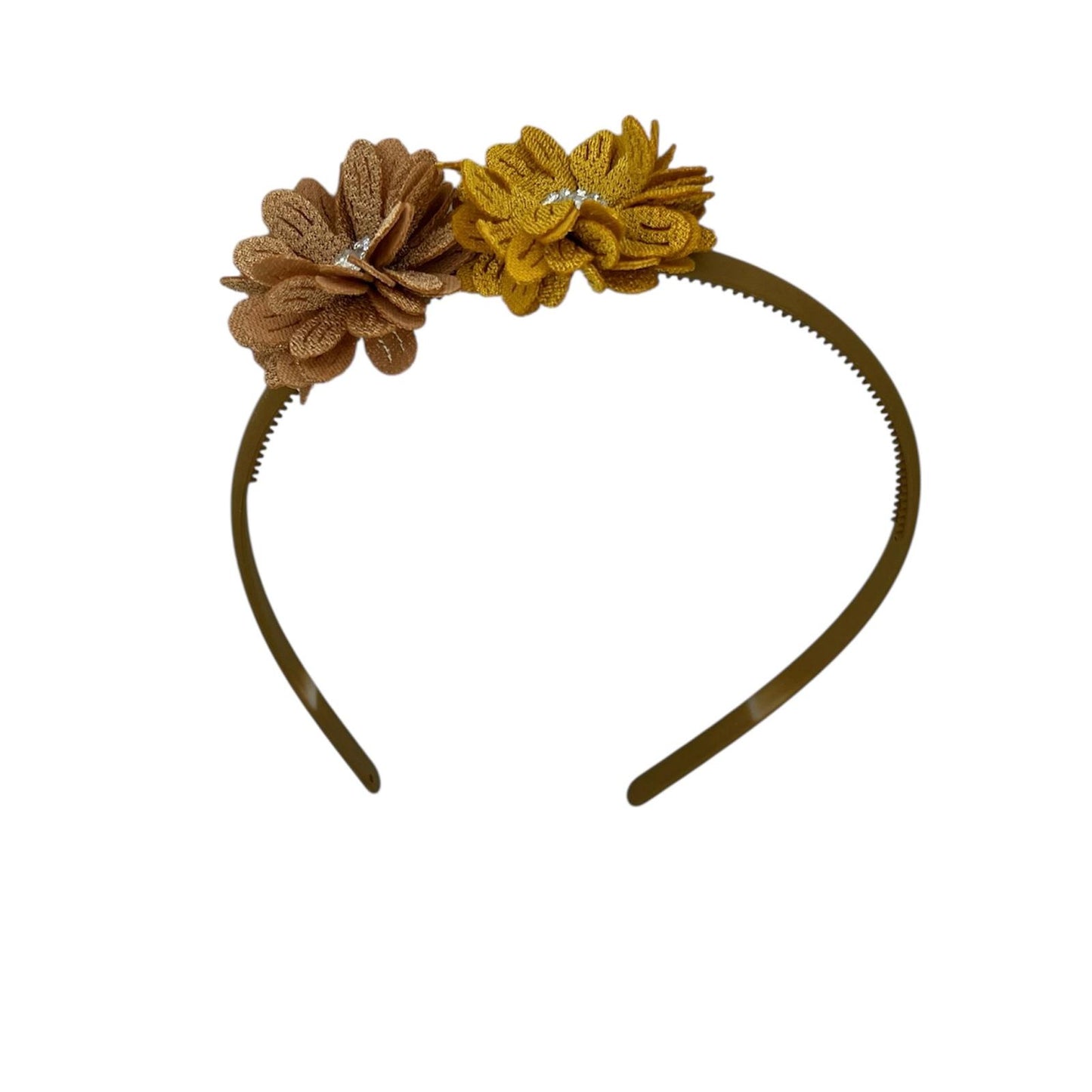 Diadeem  flower - blossem - bloemen - glinsterend - steentje - khaki kleur diadeem - kerst - feestdagen - khaki