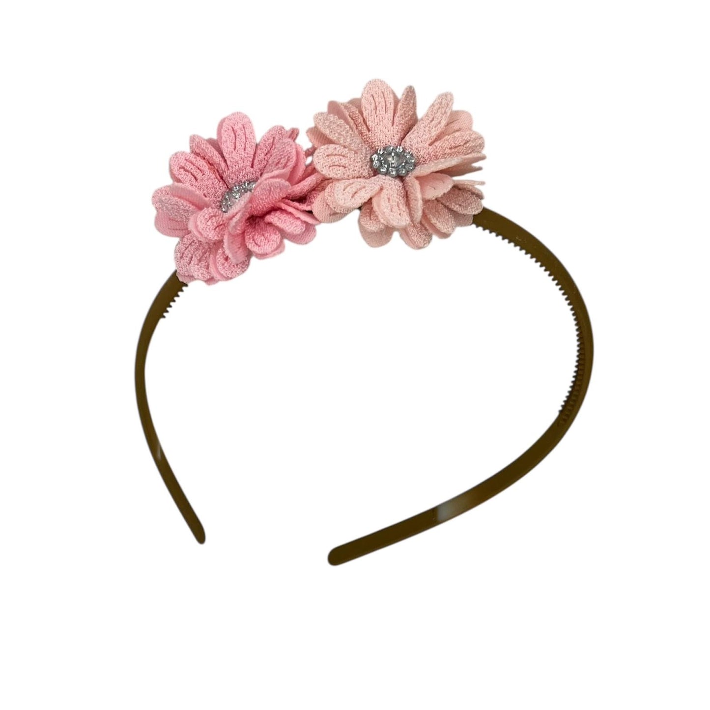 Tiara flower - blossom - flowers - glittering - stone - khaki colored tiara - Christmas - holidays - pink