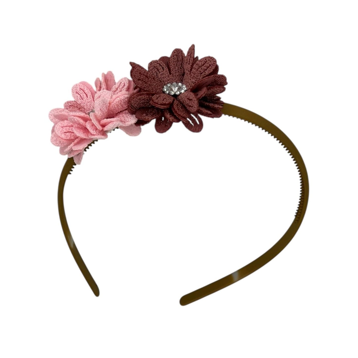 Tiara flower - blossom - flowers - shimmering - stone - khaki colored tiara - Christmas - holidays - pink/purple