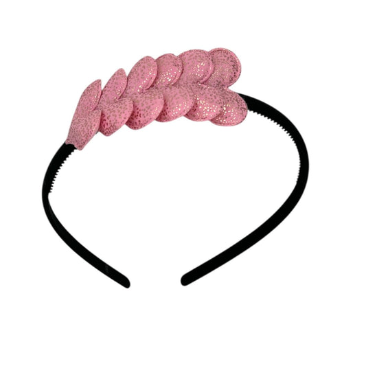 Headband with hearts - Christmas collection - shiny - heart - light pink - black headband