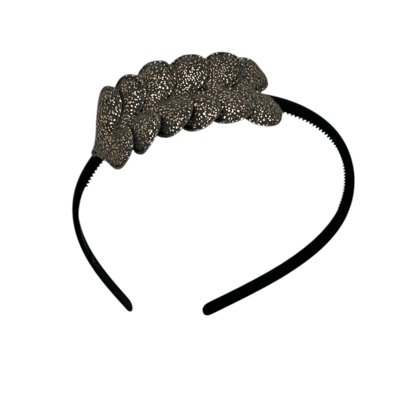 Bandeau à cœurs - Collection Noël - Brillant - Cœur - Gris - Bandeau noir