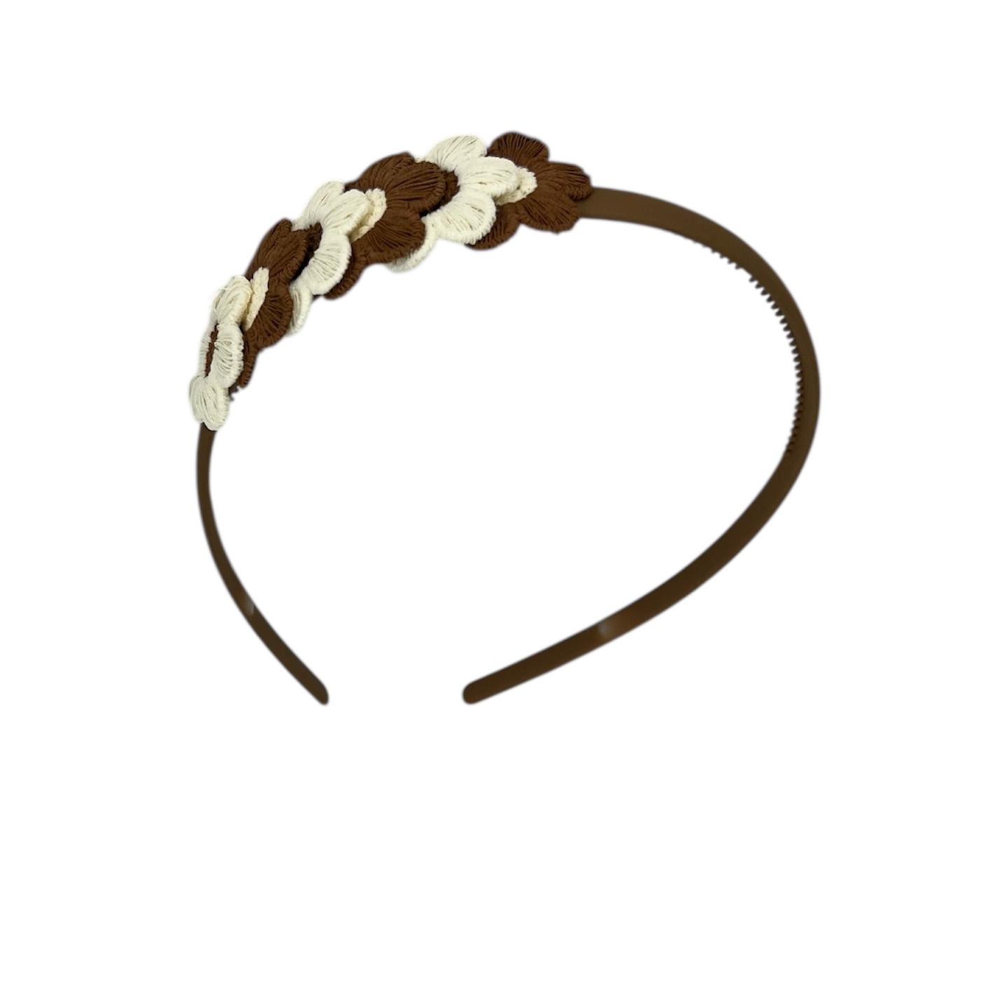 Diadeem  flower - blossem - bloemen - khaki kleur diadeem - beige/bruin