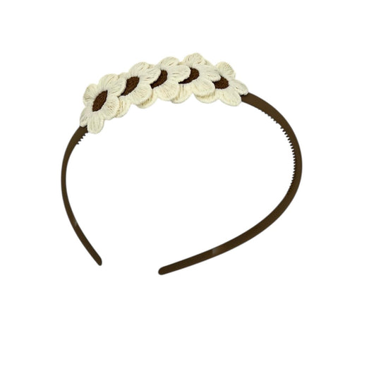 Diadème - fleur - floraison - fleurs - diadème couleur kaki - crème/brun