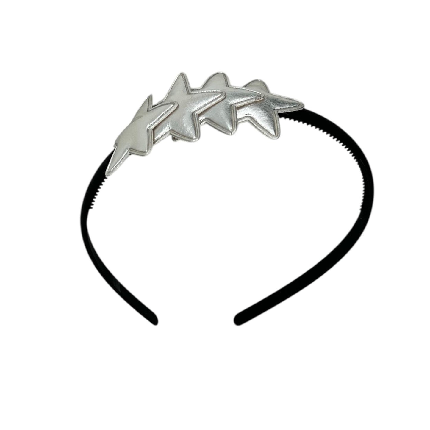 Diadème à étoiles - Collection Noël - Brillant - Étoile - Argent - Diadème noir